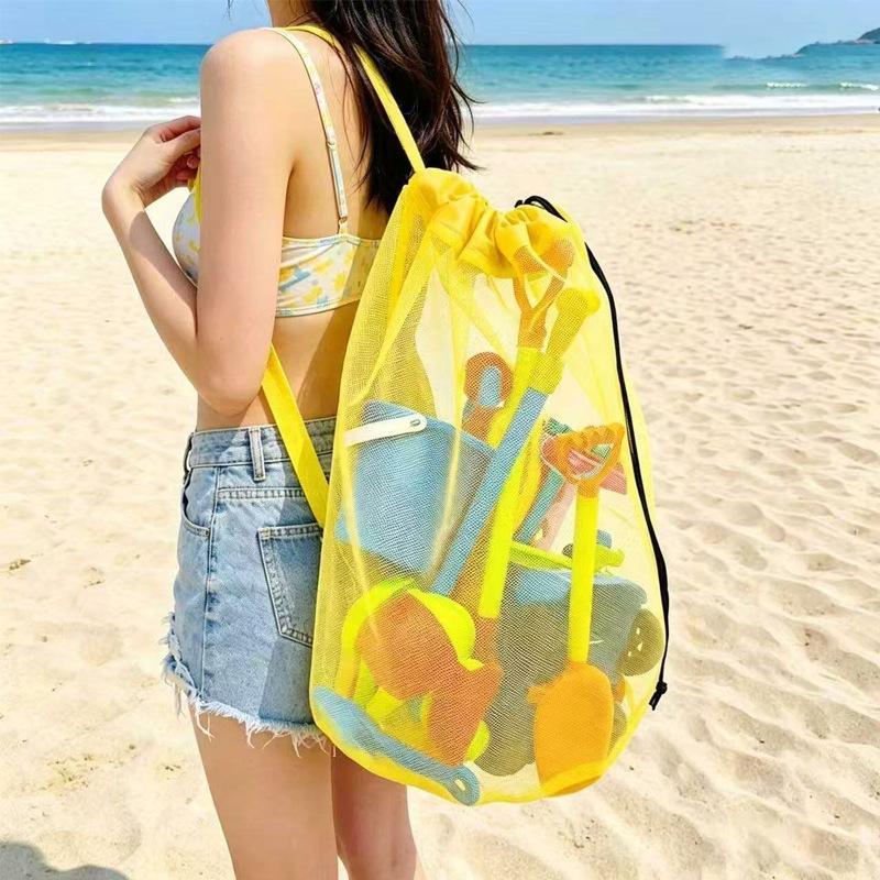 Kids Toys Bag - حقيبة شاطئ شبكية محمولة كبيرة السعة